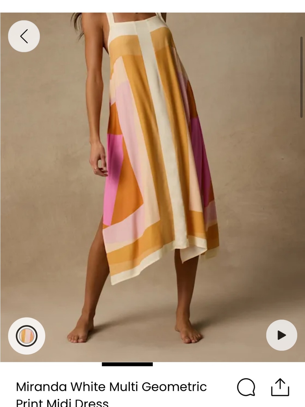 O'Neill Cream, Mustard & Pink Geometric Midi Skirt